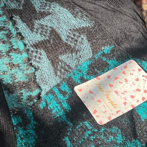 NWT🎁 Free People Better Together Blazer Women's Black & Teal Metallic Oversized - Picture 6 of 13